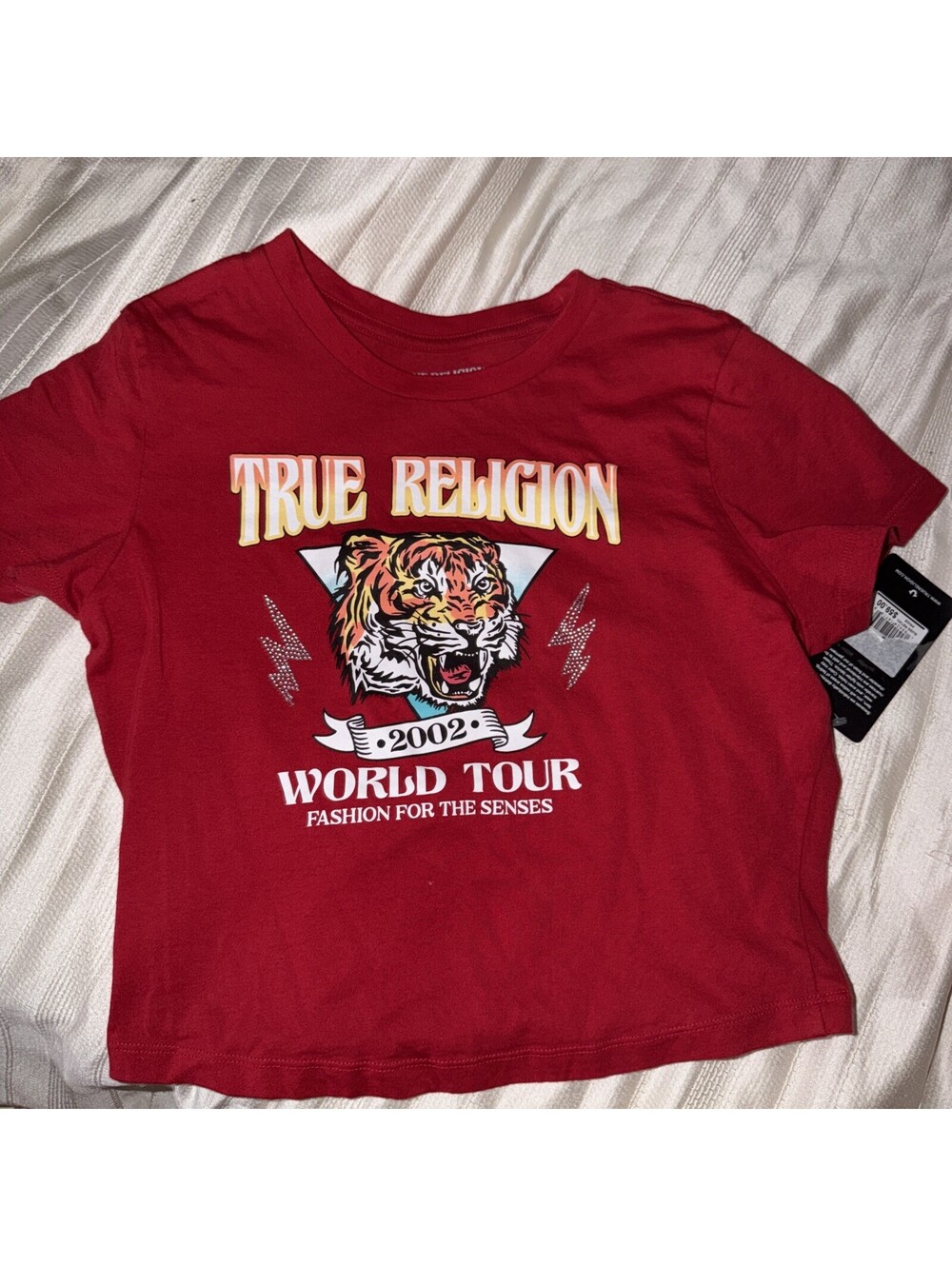 True Religion World Tour Tiger Baby Tee Red Size Medium
